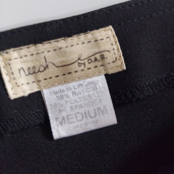 Neesh by DAR Size Medium A Line Maxi Skirt Flutter Hem Black White Trim - Picture 7 of 7